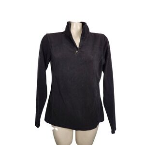 Alpine Design Mens Black Quarter Zip Fleece Pullover Mock Neck Jacket Size M